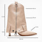 Lola - Beige Zip Pointed Toe Heeled Boot (Women)