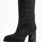 Josette - Black Block Heel Knee-High Boot (Women)