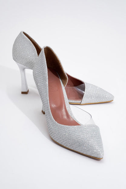 653 Heeled Shoe Silver Metallic