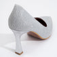 653 - Silver Metallic Heeled Shoe (Women)