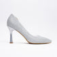 653 - Silver Metallic Heeled Shoe (Women)