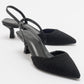 Over - Black Tweed Pointed Toe Low Heel Shoe (Women)