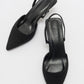 Over - Black Tweed Pointed Toe Low Heel Shoe (Women)