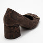 Velora - Brown Patterned Buckled Block Heel Shoe (Women)
