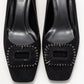 Velora - Black Patterned Buckled Block Heel Shoe (Women)