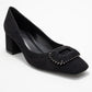 Velora - Black Patterned Buckled Block Heel Shoe (Women)