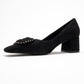 Velora - Black Patterned Buckled Block Heel Shoe (Women)