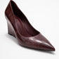 Puera - Burgundy Printed Pointed Toe Wedge Heel Shoe (Women)