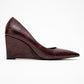 Puera - Burgundy Printed Pointed Toe Wedge Heel Shoe (Women)