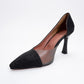 653 - Black Metallic Heeled Shoe (Women)