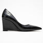 Puera - Black Printed Pointed Toe Wedge Heel Pump (Women)