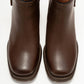 Parly - Brown Zip-Detail Block Heel Boot (Women)