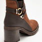 Wern - Brown Buckle-Detail Block Heel Boot (Women)