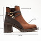Wern - Brown Buckle-Detail Block Heel Boot (Women)