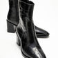 Chara - Black Croc-Embossed Block Heel Boot (Women)