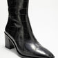 Chara - Black Croc-Embossed Block Heel Boot (Women)