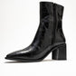 Chara - Black Croc-Embossed Block Heel Boot (Women)