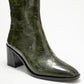 Chara - Green Printed Block Heel Boot (Women)
