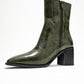 Chara - Green Printed Block Heel Boot (Women)
