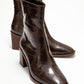 Chara - Brown Printed Block Heel Boot (Women)