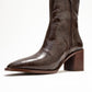 Chara - Brown Printed Block Heel Boot (Women)