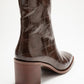 Chara - Brown Printed Block Heel Boot (Women)