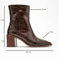Chara - Brown Printed Block Heel Boot (Women)