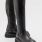 Henin - Black Stretch Knee-High Flat Boot (Women)