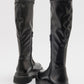 Henin - Black Stretch Knee-High Flat Boot (Women)