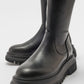 Henin - Black Stretch Knee-High Flat Boot (Women)