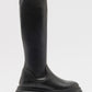 Henin - Black Stretch Knee-High Flat Boot (Women)