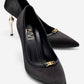Milos - Black Satin Buckle High Heel (Women)
