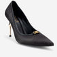 Milos - Black Satin Buckle High Heel (Women)