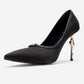 Milos - Black Satin Buckle High Heel (Women)