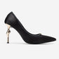Milos - Black Satin Buckle High Heel (Women)