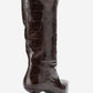 Crow - Brown Embossed Pointed Toe Short Heeled Boot (Women)