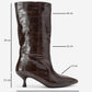Crow - Brown Embossed Pointed Toe Short Heeled Boot (Women)