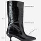 Crow - Black Embossed Pointed Toe Short Heeled Boot (Women)