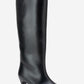 Siora - Black Genuine Leather Kitten Heel Knee-High Boot (Women)