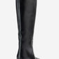 Siora - Black Genuine Leather Kitten Heel Knee-High Boot (Women)