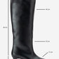 Siora - Black Genuine Leather Kitten Heel Knee-High Boot (Women)