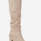 120 - Beige Suede Gusseted Block Heel Knee-High Boot (Women)