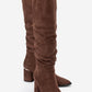 120 - Brown Suede Gusseted Block Heel Knee-High Boot (Women)