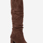 120 - Brown Suede Gusseted Block Heel Knee-High Boot (Women)