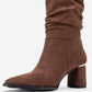 120 - Brown Suede Gusseted Block Heel Knee-High Boot (Women)