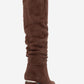 120 - Brown Suede Gusseted Block Heel Knee-High Boot (Women)