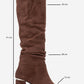 120 - Brown Suede Gusseted Block Heel Knee-High Boot (Women)