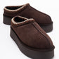 Avelia - Brown Suede Genuine Leather Thick-Soled Winter Slipper (Women)