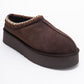 Avelia - Brown Suede Genuine Leather Thick-Soled Winter Slipper (Women)