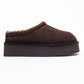 Avelia - Brown Suede Genuine Leather Thick-Soled Winter Slipper (Women)